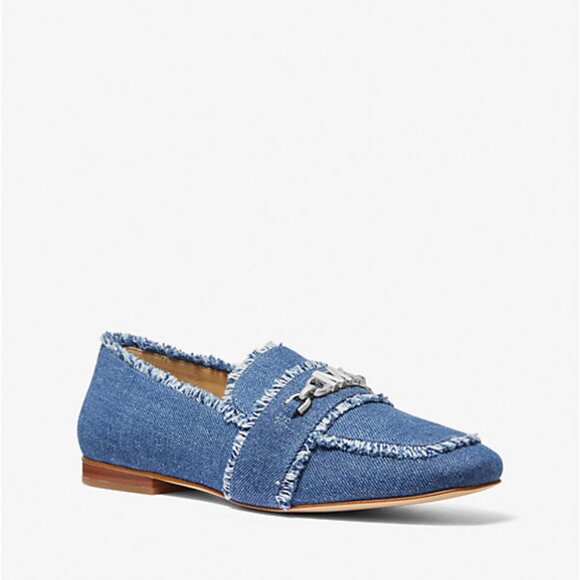 Michael Kors Tiffanie Frayed Denim Loafer Shoes - Picture 1 of 3